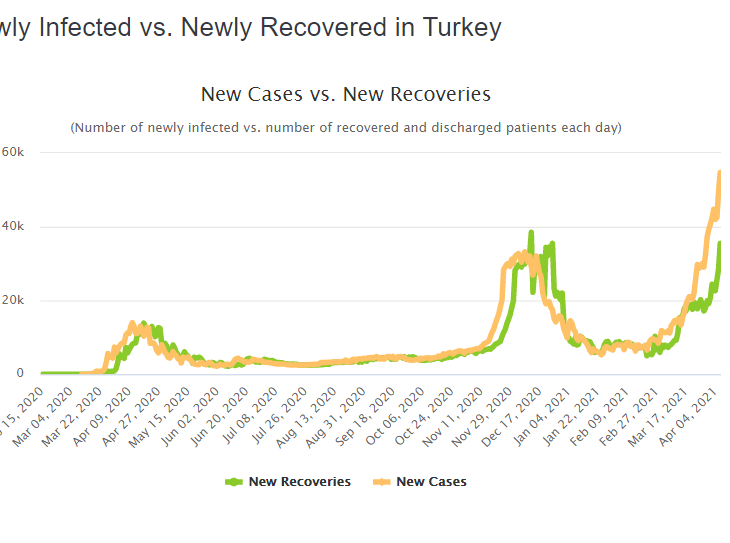 Turkey’s daily new COVID-19 cases near 56,000, at record high