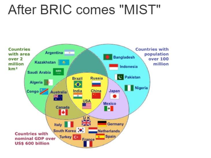 Emerging Markets:  Forget the BRICS and look at TICKS or MIST?