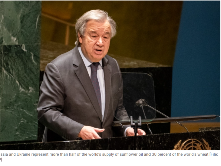 UN: Ukraine war hurting poor nations amid food rising prices