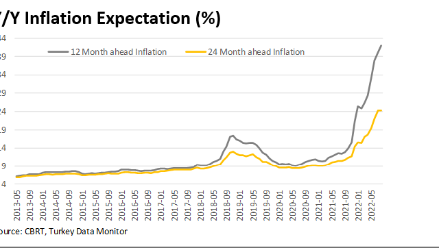 Turkey’s inflation expectations  out of control, TL to depreciate further vs USD