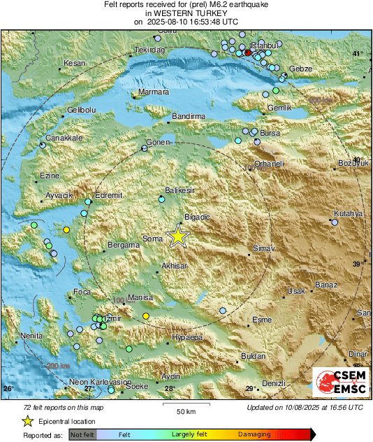 6.1-Magnitude Earthquake Strikes Balıkesir, Strongly Felt in Istanbul
